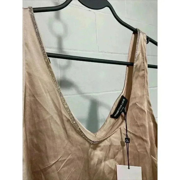 Generation Love Women's Christie Crystal Tank Small Latte Sleeveless Embellished - Picture 6 of 12